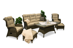 KARIBIA - Spisegruppe med treseter sofa, reclinere og bord