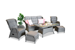 KARIBIA - Spisegruppe med treseter sofa, reclinere og bord 